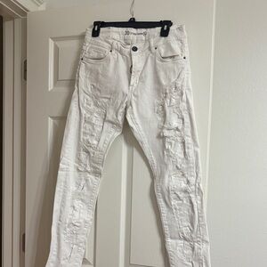 Men's White Distressed Skinny Jeans